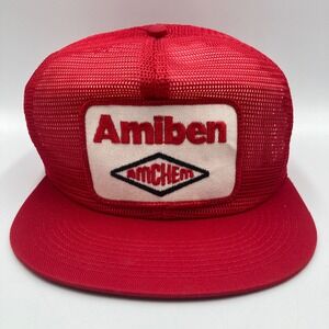 Vintage Amiben Trucker Hat Red Mesh Snapback K-Brand Made in USA